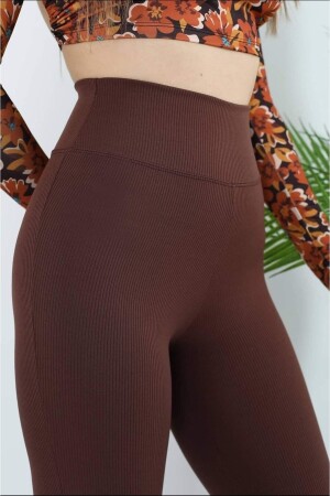 Geraffte, geraffte Leggings mit hoher Taille - 1