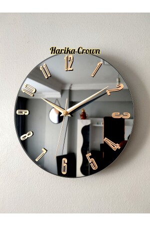 ساعة جدارية مزخرفة (جداول أو ساعة جدارية) مع مرآة حقيقية 25 سم - Harika Crown