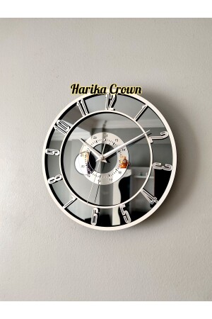 ساعة جدارية مزخرفة (جداول أو ساعة جدارية) مع مرآة حقيقية 25 سم - Harika Crown