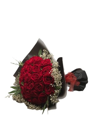 Gerçek Görünümlü Cipso Süslemeli Yapay Kadife Gül Kız Isteme Buketi 30'lu-isteme Çiçeği - 1