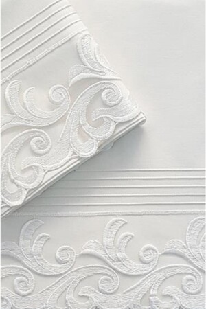 Geripptes Dowry-Doppelbettbezug-Set in Creme Ivy - 4