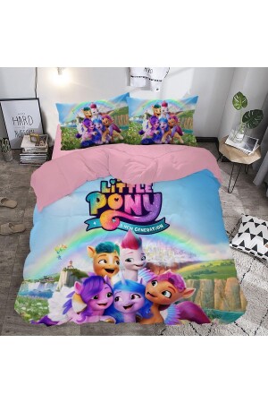 Geschenk-Bettbezug Pony 3D-bedrucktes Doppelbett-Bettbezug-Set ohne Laken 102PONY - 1