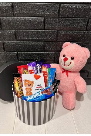 Geschenk für Freundin – Liebhaber – Rosa Teddybär und Schokolade „I Love You“-Geschenkbox für Liebhaber-91 - 1