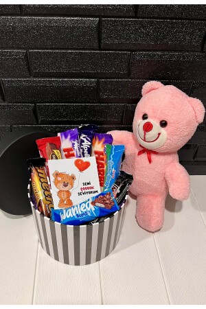 Geschenk für Freundin – Liebhaber – Rosa Teddybär und Schokolade „I Love You“-Geschenkbox für Liebhaber-91 - 2
