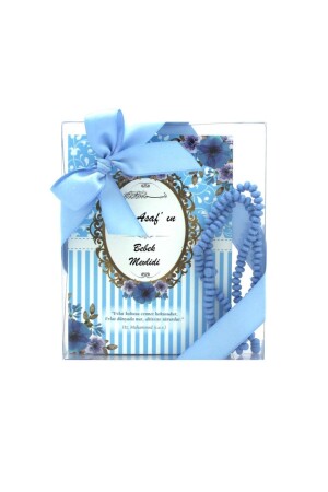 Geschenk für Männer mit dem Namen Asaf Mevlüt, Paketbuch von Yasin – duftende Gebetsperlen und Acetat-Box-Set, Blau - 1