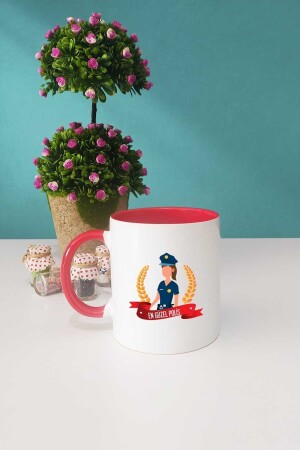 Geschenk für Polizistin, roter Becher, Tasse, dekorativer Stein - 3