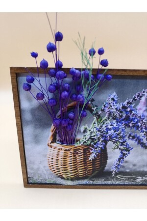 Geschenk Lila Trockenblume Natur Deko Bild Holzrahmen 02 - 1