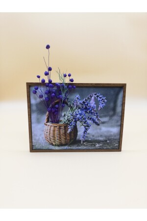 Geschenk Lila Trockenblume Natur Deko Bild Holzrahmen 02 - 3