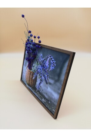 Geschenk Lila Trockenblume Natur Deko Bild Holzrahmen 02 - 4