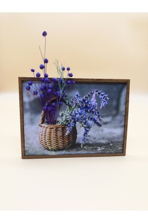 Geschenk Lila Trockenblume Natur Deko Bild Holzrahmen 02 - 8