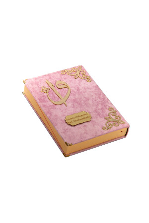 Geschenk mit samtbezogenem Namen, personalisierbar, mit Plexi-Muster, arabischer Rahle-Junge-Koran-Rosa - 5