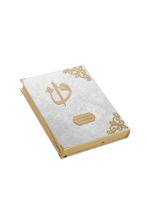 Geschenk mit Samtbezug, Plexi-Muster, arabische Moschee, Größe Koran, weiß - 5