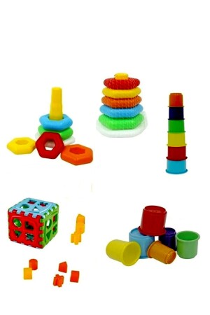 Geschenk Niedliches Turmspiel Bultak Würfel Bunte sechseckige Ringe Lernspielzeugset Unser Spielset Intelligenzentwicklungsspielset - 3