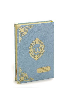 Geschenk-Set aus Koran-Gebetsteppich und Rosenkranz aus Samt in Blau - 5