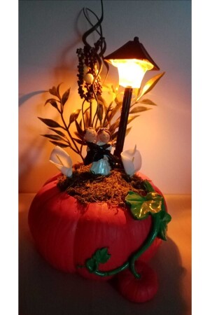 Geschenk zum Hochzeitstag, Geschenk für Verliebte, beleuchtetes Kürbis-Terrarium mit Braut- und Bräutigam-Figur, rot 54896455 - 10