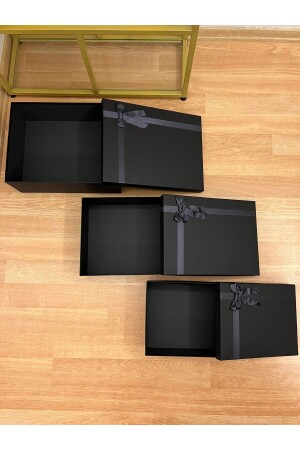 Geschenkbox für Braut und Bräutigam, Bündel-Set, dekorative Box, 3-teilige Gürtelbox mit schwarzem Band, Geschenkbox, Groombridejewelrybox - 3