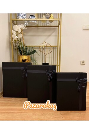 Geschenkbox für Bräutigam, Braut, Versprechenspaket, Geburtstag, schwarz, 3er-Set, Gürtelbox mit Schleife ist unser Geschenk - 2