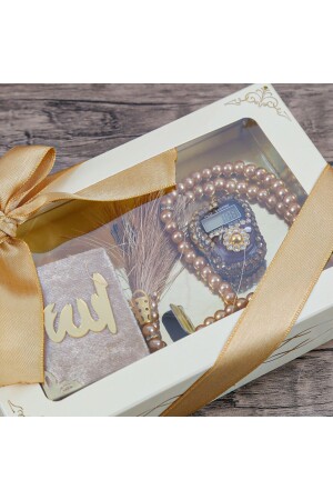 Geschenkset mit Mini-Koran und luxuriösem Steingesang und Gebetsperlen aus Perlen – Nerz - 4