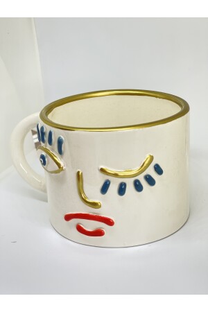 Gesicht gemusterte handgemachte Kaffeetasse Tasse Gesichtsbecher - 5