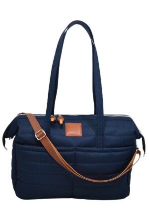 Gesteppte Mama-Babytasche, exklusives 2er-Set, marineblaue Mutter-Babypflege- und Damentasche - 6