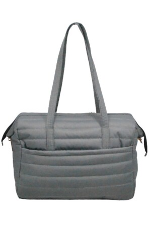 Gesteppte Mama-Babytasche, exklusives Design, 3er-Set, graue Mutter-Babypflege- und Damentasche - 8