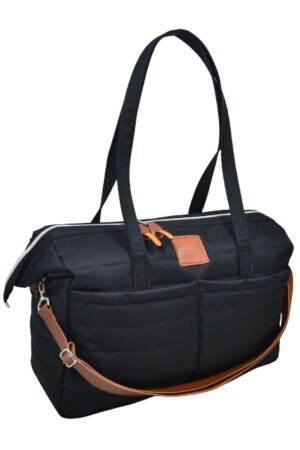 Gesteppte Mama-Babytasche, exklusives Design, 3er-Set, schwarze Mutter-Babypflege- und Damentasche - 6