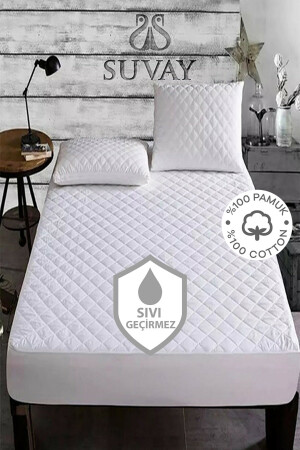 Gesteppte, wasser- und flüssigkeitsdichte Matratzenlaken für Einzel- und Doppelbetten aus gesteppter Baumwolle KFSG - 1