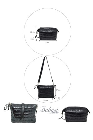 Gestepptes Mama-Babytaschen-Design, 3er-Set, schwarze Mutter-Babypflege- und Damentasche - 8