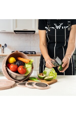 Gestreifte Unisex-Küchenschürze mit Taschen - 5