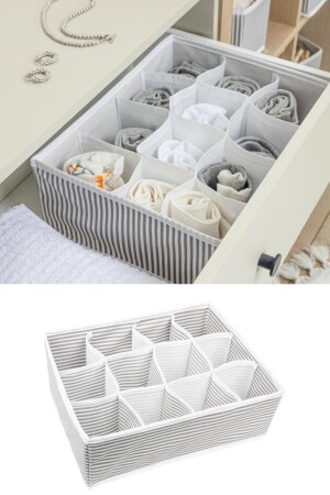 Gestreifter Wäsche-Organizer mit 12 Fächern – Kleiderschrank, Schublade, Schal, Socken, Krawatten-Organizer (25 x 30 x 12 cm) - 1