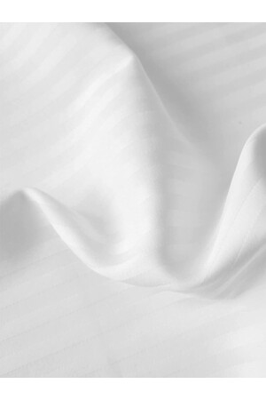 Gestreiftes Baumwollsatin-Doppelbettbezug-Set mit elastischen Laken, Hotel-weiße Farbe, Micro Lux V2022NEVMİCÇİFT01 - 5