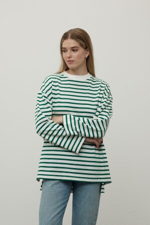 GESTREIFTES SWEATSHIRT EMERALD - 1