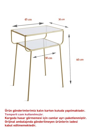 Geyik Beistelltisch, Couchtisch aus Metall, Couchtisch aus Glas, Wohnzimmer, Schlafzimmer, Eingang CM-GS-3045-60 - 6