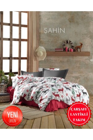 غرفة المراهقين وغرفة الأطفال نمط الغزال العام الجديد العام الجديد الواحد غطاء الغطاء مع الأوراق المطوية Geyikyılbalı - Şahinhome