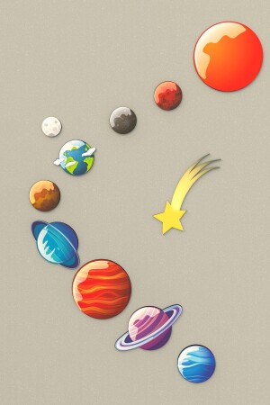 Gezegenler Temalı Sticker Seti 11 Adet Ahşap Duvar - Dolap - Kapı Süsü Planets - 1