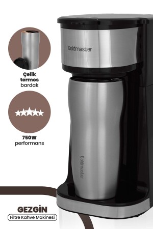 Gezgin Filterkaffeemaschine mit herausnehmbarem Filter, auslaufsichere Thermoskanne aus Stahl, GM7365 - 2