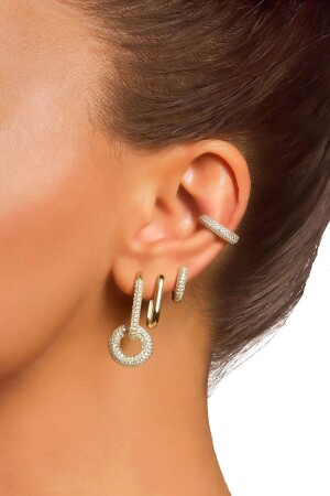 Gimma Ear Cuff 1 mikron 18 Ayar Altın Kaplama (925 Ayar Gümüş Üzerine)- Zirkonyum - 3