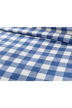 Gingham-bedruckter Doppelhecht 200 x 220 cm Marineblau TYC00139843313 - 4