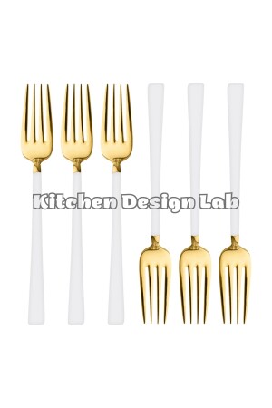 Glänzend goldweißes Dessertgabel-Set, 6-teilig, verpackt, Frühstücksgabel-Set aus Edelstahl für 6 Personen - 5