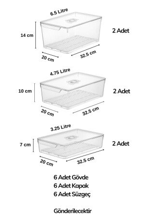 Glänzender 6-teiliger Kühlschrank-Organizer mit Mix-Abdeckung und Sieb, Schrank-Organizer, Organizer und Aufbewahrungsbehälter - 7