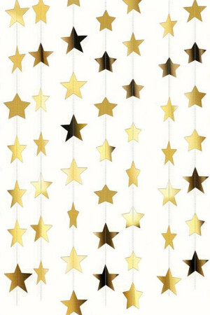 Glänzender Stern aus Gold, Goldornament, aufgereiht, 4 Meter, ausziehbar, Party-Ramadan-Fest-Ornament, Hintergrunddekoration, für alle Altersgruppen - 1