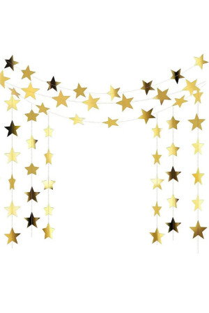 Glänzender Stern aus Gold, Goldornament, aufgereiht, 4 Meter, ausziehbar, Party-Ramadan-Fest-Ornament, Hintergrunddekoration, für alle Altersgruppen - 7