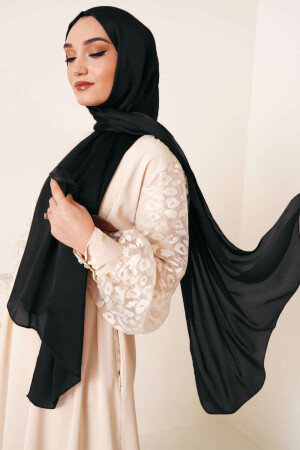 Glänzendes, strukturiertes Hijab-Abendkleid aus Satin mit Chiffon-Schal. Janjan-Schal - 2