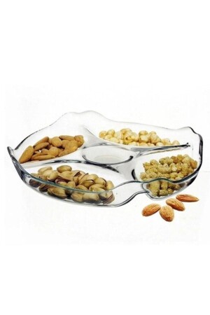 Glas-Servierplatte mit 5 Fächern für Snacks und Frühstück, 25 cm, 10467 cs352 - 1