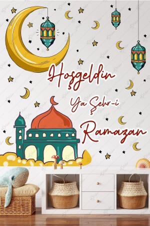 Glas-Wandornamente mit Ramadan-Motiv, Willkommens-Ramadan-Aufkleber-Set, Ramadan-Ornamente, 30 x 100 cm - 1