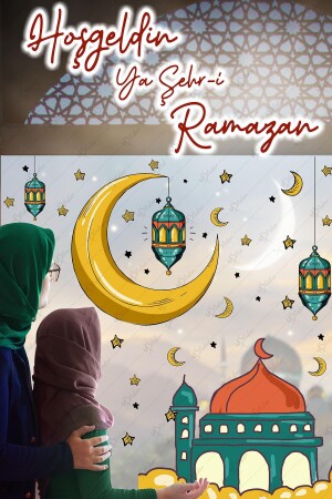 Glas-Wandornamente mit Ramadan-Motiv, Willkommens-Ramadan-Aufkleber-Set, Ramadan-Ornamente, 30 x 100 cm - 3