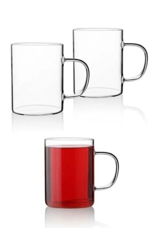 Glasbecher-Set, dünn, Borosilikat, hitzebeständig, Tee- und Kaffeetasse mit Griff, 6 Stück, 225 ml, dünn, mit Griff - 2