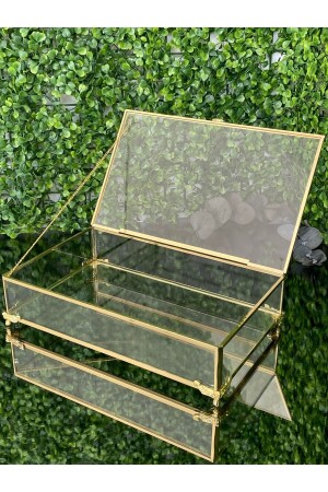 Glasbox, goldene Schokoladenbox, Organizer, Make-up-Box - 2