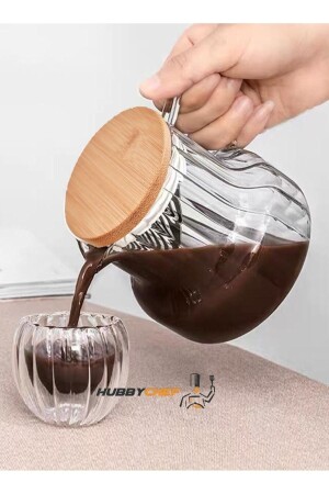 Glaskrug mit Bambusdeckel, gewellter Krug und Glasset 20SRHBRDK01 - HUBBYCHEF