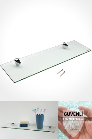 Glasregal – Glasregal – Badezimmerregal – Wandregal – Küchenregal 12 x 50 cm, gehärtetes transparentes Glas td-cmrs0001 - 1